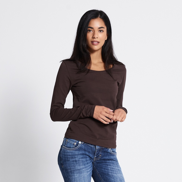 Basic long sleeve top "Fredrika" Brown